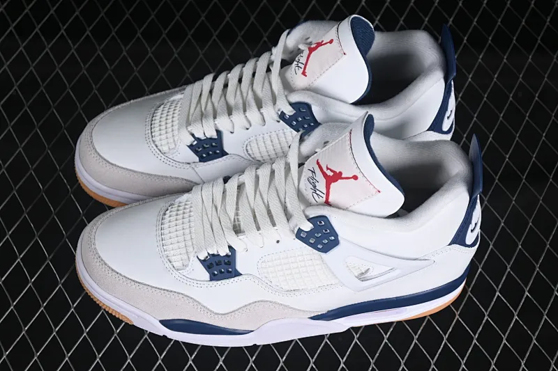 All categories Air Jordan Jordan series basketball shoes Air Jordan 4 Nk SB x Air Jordan 4 "Navy" AJ4 Joe 4 joint white and blue DR5415-100
